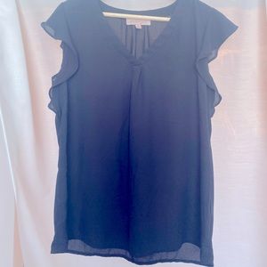 Black, slightly sheer dress blouse